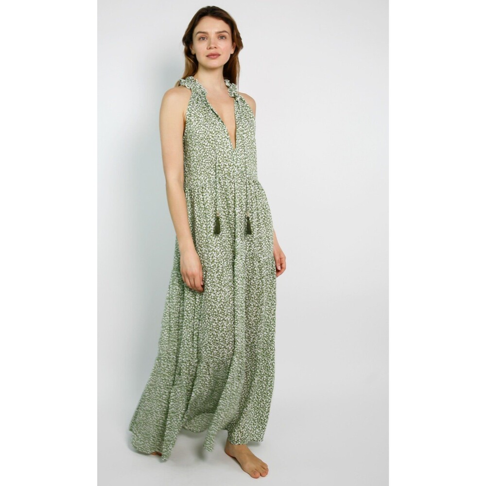 Delfina Sleeveless Maxi Halter Dress Small / Medium